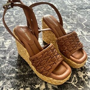 Marc Fisher Brown Leather Wedge Shoes